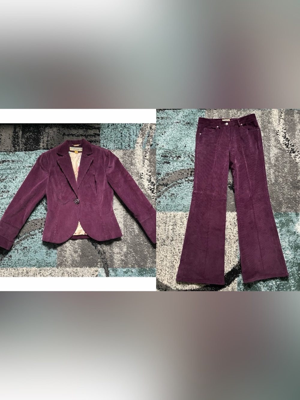 Allen B. By Allen Schwartz violet Corduroy Blazer & matching trouser 2piece suit